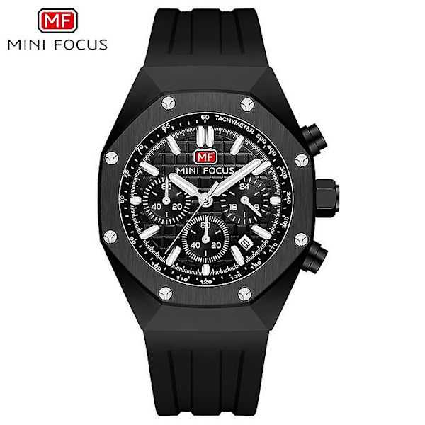 Mini Focus Brand Herr Quartz Watch Svart Silikonrem Mf0417g.04