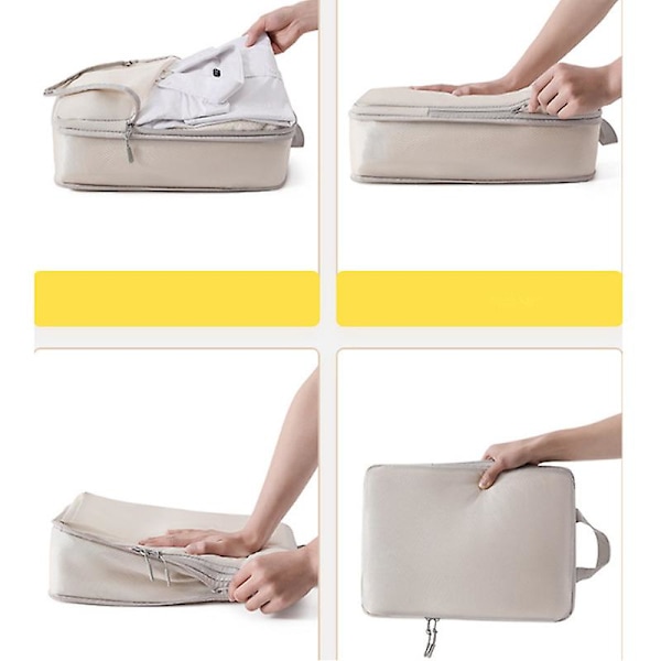7 set kompressiopakkauskuutiota matkoille, ultrakevyet pakkausjärjestäjät matkalaukkuille ja reppuille BEIGE