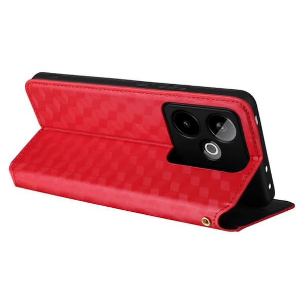 【BQ】For Realme GT 7 5G Case Wallet Diamond Embossed Leather Phone Case Red