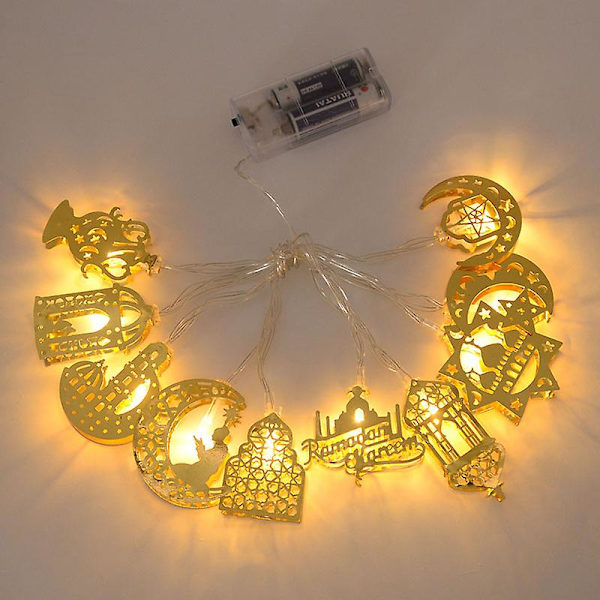 Ramadan Dekoration Moon Star Led Lantern String Lights Eid Mubarak Ramadan Kareem Dekor för hemmet Al-fitr Eid festtillbehör 13