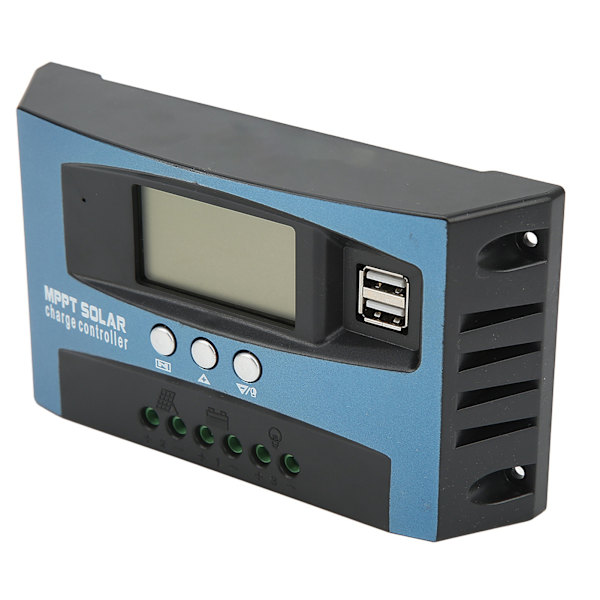 Solar Charge Controller LCD-display 2 USB-udgange Overstrømsbeskyttelse 12V 24V Selvtillpasning 100A Solpanelregulator