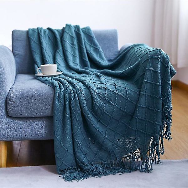 Inya Slängfilt Strukturerad Solid Mjuk Soffa Soffa Överdrag Dekorativ nordisk stickad filt Tyngd juldekor Plädar diamond morandi blue 130x230cm