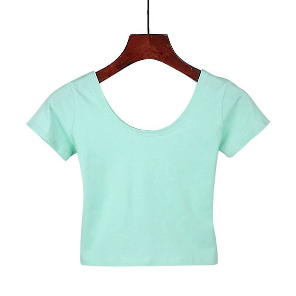 U-hals Sexet Crop Top Dame Kortærmet T-shirt T-shirt Basic Stretch T-shirts Kvinder Harajuku Slank Kvinder Top Til Kvinder Tøj K S