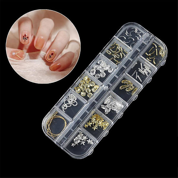 Akryl Butterfly Flower Bear Nail Art hänge Nail Art, Multi-shape Pearl Rhinestone Golden Metal Nail Art, Nail Art hänge Applikation Smycken Accesso