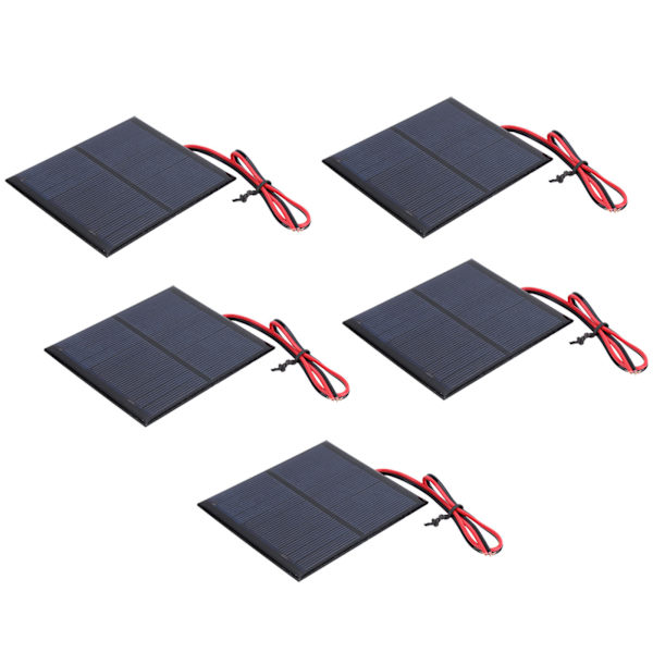 5 stk. Mini solpanel epoxy strømmodul 30CM rød og sort ledning DC5.5V 160mA