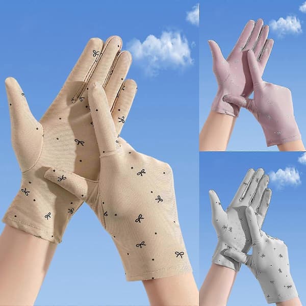 Solcremehandsker til sommerkørsel UV-beskyttelseshandsker til kvinder og piger Beige