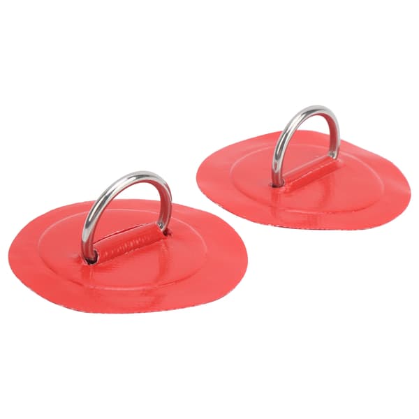 2 stk. PVC Oppustelig Båd Kajak D Ring Pad Patch med Rustfrit Stål Fast Spænde Rød