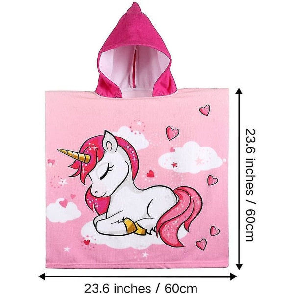 Lasten poncho-hupulliset pyyhkeet, hienokuvioiset uima-allaspyyhkeet hupulla pojille, tytöille, lapsille Unicorn