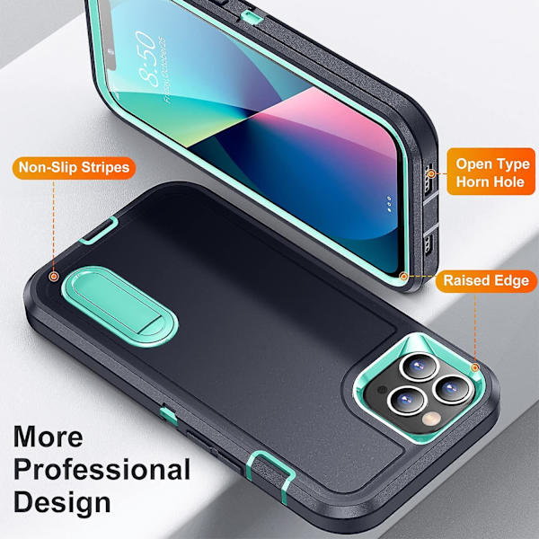 Iphone 11 Pro Max-fodral, Iphone 11 Pro Max-fodral med stativ, [militärklass Stötsäker][tre-lagers kraftigt fallsäkert] telefonfodral, dammsäker P