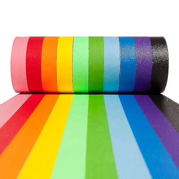 10 kpl värillinen peittoteippi Rainbow Color Easy Tear -kodinsisustus (10 väriä)