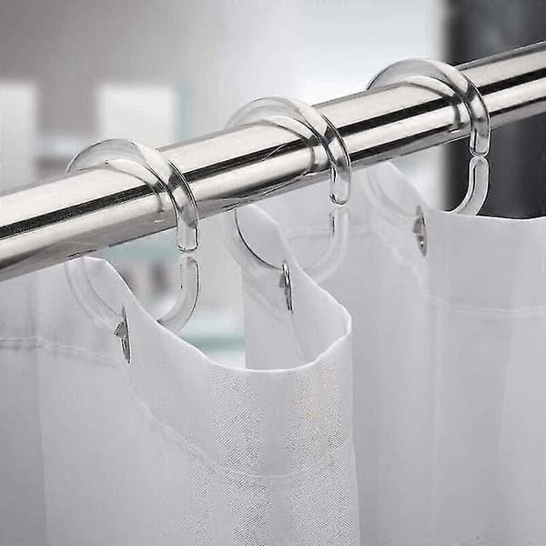 12 dele gennemsigtig gardinring, plastbrusering, C-formet badeforhængsring, gardinophæng, velegnet til badeværelset