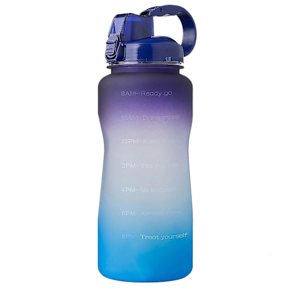 2000ml Motivational Outdoor Water Bottle With Time Marker And Straw, Leakproof Tritan Bpasports Bottle PurpleBlue