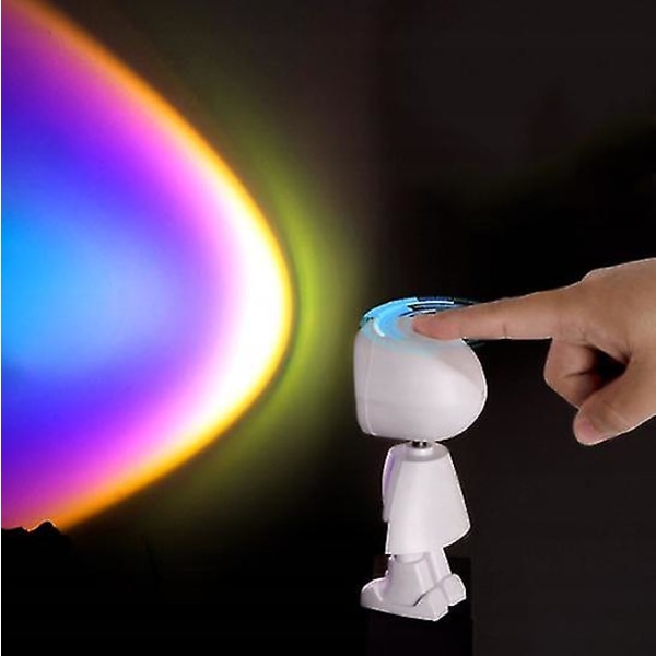 USB Robot Atmosphere Light 360 Solnedgångslampa Steglös avbländande projektor Nattlampa Rainbow