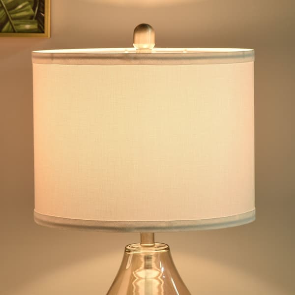 Bordlampe Sæt Med 2 Sengelamper Med E27-Fatning, 40W, Glas, Linned, Stål, Rav, Ø30 X 56H Cm 5500