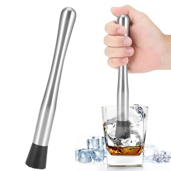 25 cm isknuser i rustfrit stål, cocktailvinmuddler, blandeværktøj til hjemmebaren