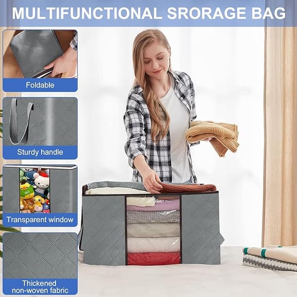 【BQ】Storage Boxes for Wardrobe, 6 Pcs 90L Foldable Organizer Storage Box