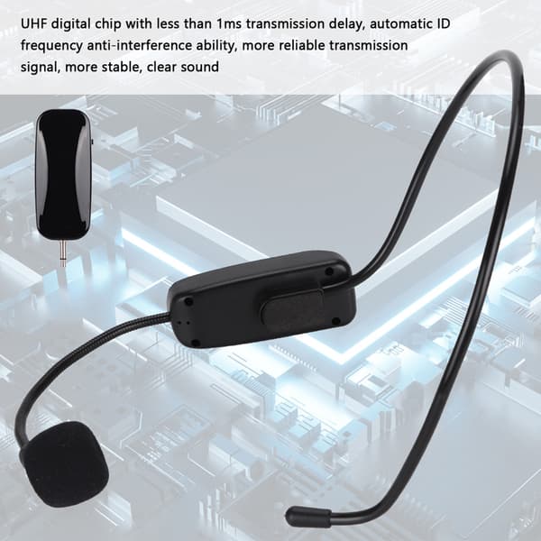 Trådløs UHF-headsetmikrofon til undervisning, møder og rejseguider