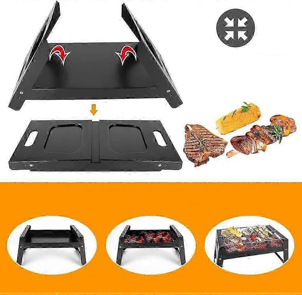 Sammenklappelig kulgrill, rustfrit stål, velegnet til udendørs camping, picnic, rejser