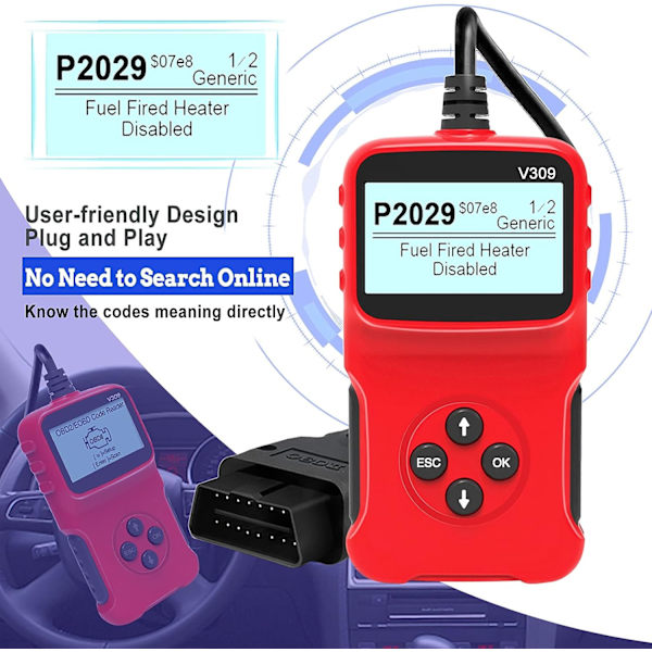 RHAFAYRE Car OBD2 Scanner, Universal Wired Car Engine Trouble Code Reader