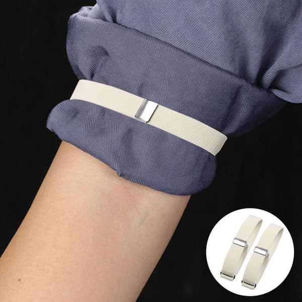 【BQ】1/2/3/5 2 st. Mode herreskjorte ærmeholder elastisk Hvid 2x32cm 1S 1Set White 2x32cm