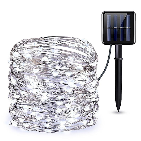 32m/22m/12m/7m Solar LED-ljus Utomhus festonglampa Trädgård Fairy Light String 1~2PC Vattentät julgirland Yard dekoration 12M 100LED