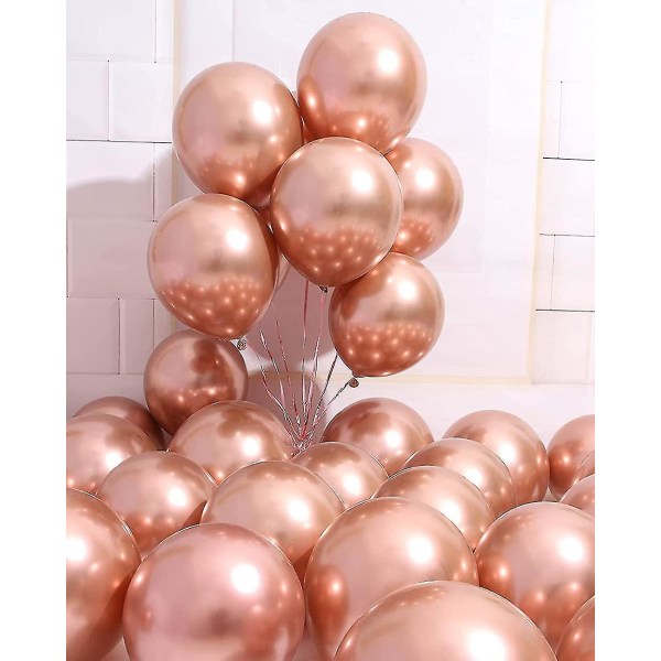 50 delar roséguld ballong, 10 tum metallisk roséguld ballong för fest Rose