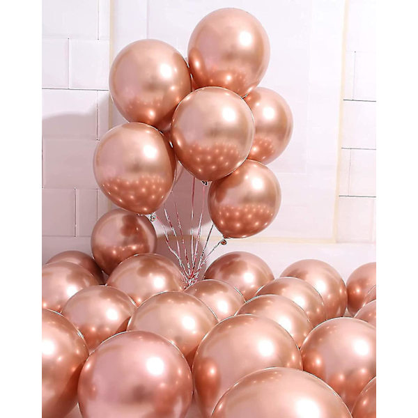 50 stykker rosa guld ballon, 10 tommer metallisk rosa guld ballon til fest Rose