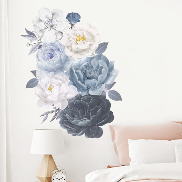 Peony Rose Blomster Wall Sticker Art Nursery Decals Kids Room Home Decor Gift Gray