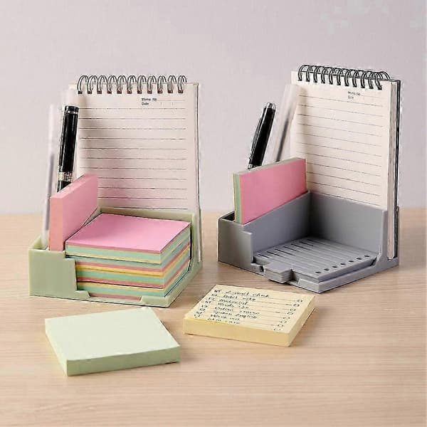 Holder til sticky notes med skabelon, 3x3/4x4 sticky note holder, notesblok arrangør til kontoret, grøn Gray
