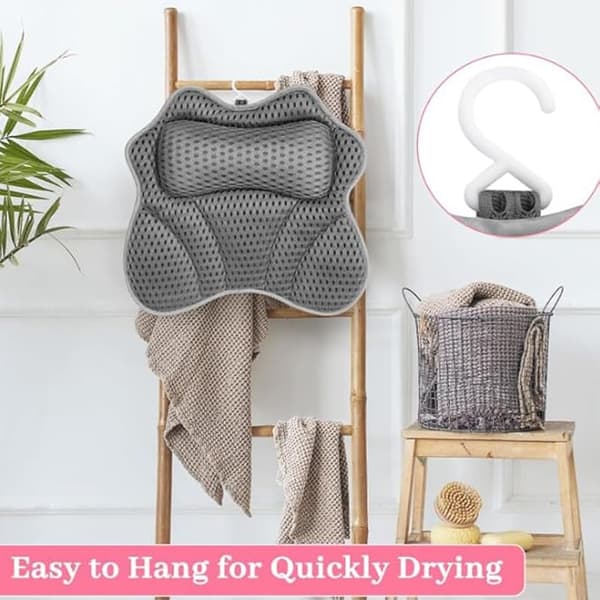 【BQ】Bath Pillow 4D Luxury Bath Spa Pillow Neck and Back Support, Bathtub Headrest Non-Slip with 6 Suction Cups