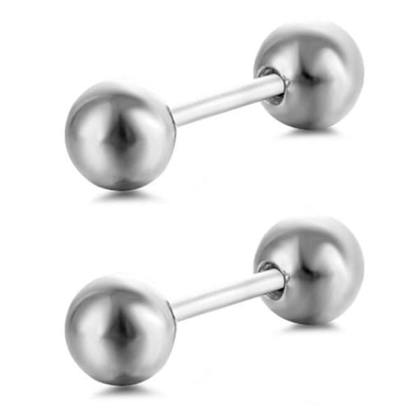 1 par/förpackning Skivstångsformade Titanstål Gotiska Örhängen Moderiktiga 4mm Diameter Silver