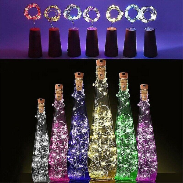 Flaska Fairy String Lights Batteri Kork Form Jul Bröllopsfest 20 Led 2m Kall Vit Cold White