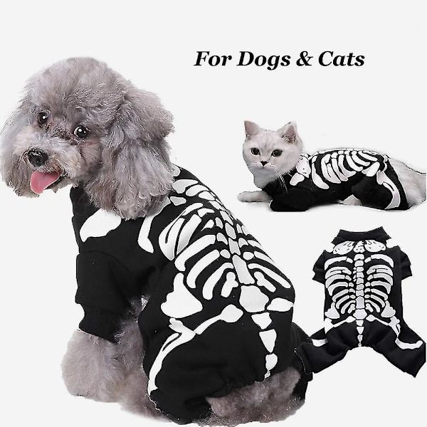 Halloween kostume til kæledyrshunde Skelet kæledyrskostumer til hunde Festkostumetøj XL