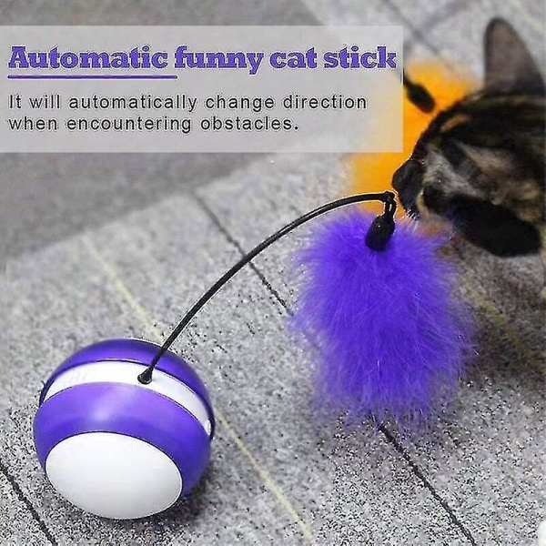 Hhcx-interactive Cat Toy Ball Plus Feather Den uregelmæssige løbetilstand Led-lys Blinkende sjove lyde (blå)