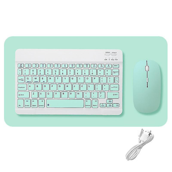 Protable trådlöst Bluetooth tangentbord och mus Combo Uppladdningsbar sladdlös 10 tum Mint Green