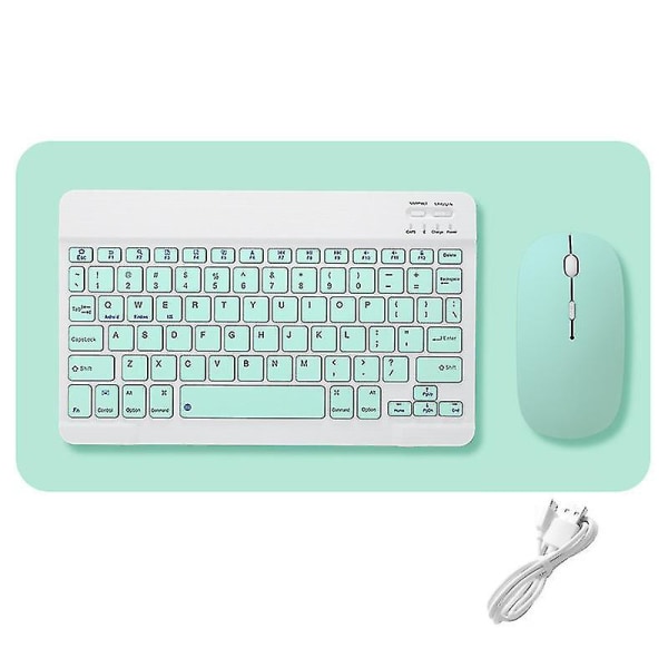Protable trådløst Bluetooth tastatur og mus Combo oppladbar trådløs 10 tommers Mint Green