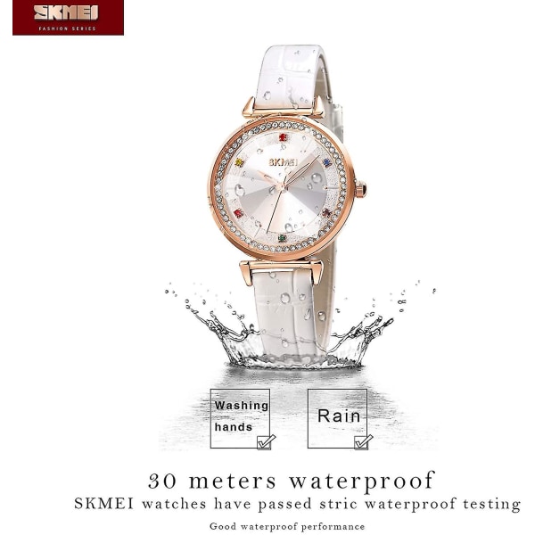 Watch Läder Elegant Analog Quartz Vattentät Armbandsur för Damflickor