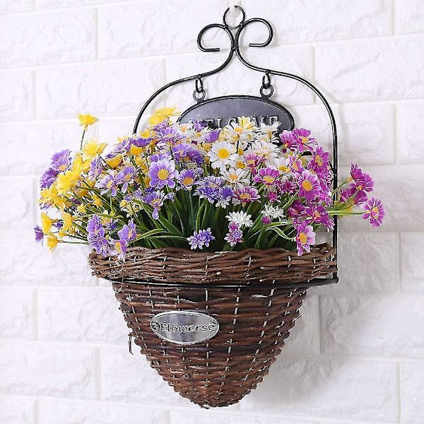 4st konstgjorda tusensköna blommor konstgjorda blommor gröna plastbuskar falska blommor inomhus utomhus (vit) yellow