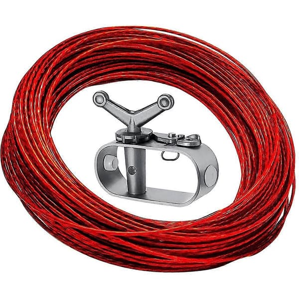 Pool Cover Cable and 2 Winches, Plastic Coated Steel Cable, Aluminum Spring Back, Ratchet for Securing Above Ground Pool