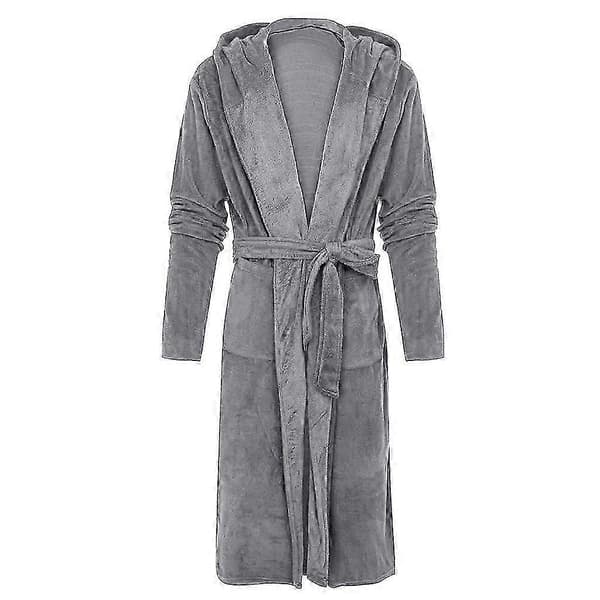 Miesten hupullinen fleecetakki - Muhkeat kylpytakit Grey L
