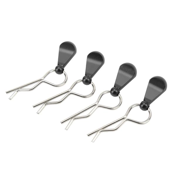 4 stk. RC Karosseri Klips Stift Rustfrit Stål R-Form Universal til 1/8 1/10 Fjernstyret Bil Sort