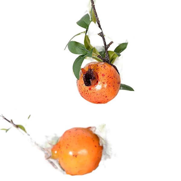 Simulering Blomma Granatäpple 6 Frukt Med Löv Och Stor Gren Växt Modell Rum Hotell Hem Mjuk Granatäpple Frukt yellow