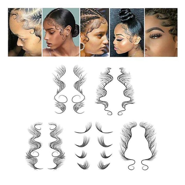 Baby Hair Edge Tattoo Stickers For Dame Jenter Mote F 5 stk