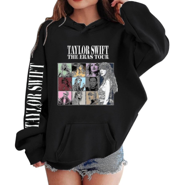 Luvtröjor för flickor 1989 Casual Taylor-tröja Barn Pojkar Swifts Pullover Konsertdräkt med huva för 4-14 år 01 black 10 to 11 Years