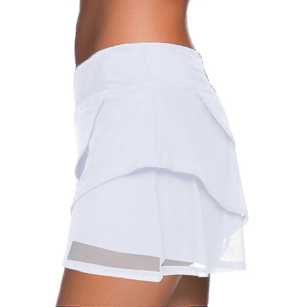 Bade-nederdel Ensfarvet Flæser Høj Talje Basic Foret Med Shorts Badetøj Passer Dame Hvid White M