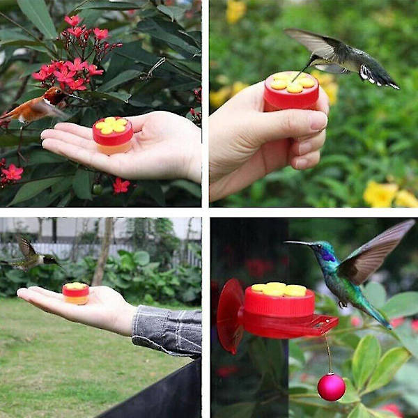 Blommor Formad Handhållen Fågel Hummingbird Plast Matare Drinker Frö Och Vatten Mini Matare
