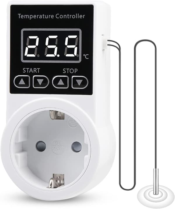 【BQ】Digital termostat temperaturkontrolluttak, varmetermostat med NTC-probe-FF-
