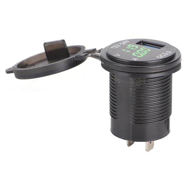3 i 1 Bil USB-lader 3.0 Digital Voltmeter Amperemeter Hurtiglading Telefon