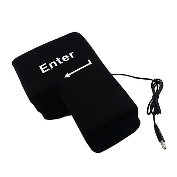 【BQ】Large Enter Key USB Computer Desktop Pillow Creative Vent Enter Key Hand Pillow (Black)