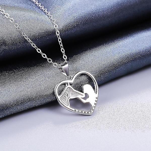 Hopea tyttö ja hevonen riipus kaulakoru tytöille, kuutiometrinen zirkonia Sterling hopea kaulakorut korut lahjat hevosen ystäville naisille